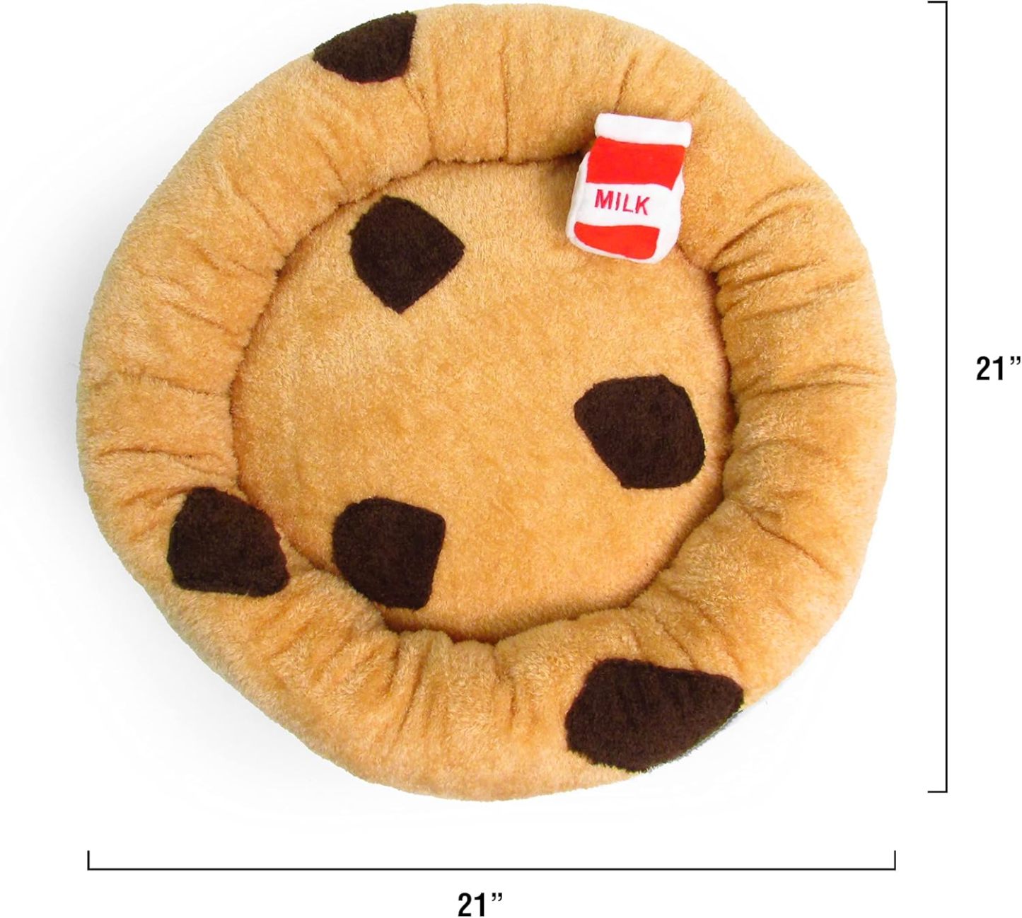 Soft Plush Small Cute and Cozy Food Dog Cat Bed, Washer and Dryer Friendly (Chocolate Chip Cookie)