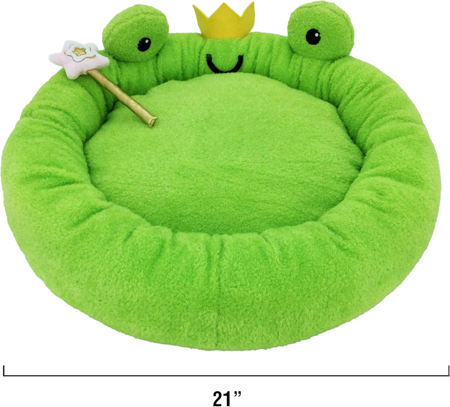 Soft Plush Small Cute and Cozy Food Dog Cat Bed, Washer and Dryer Friendly (Frog)