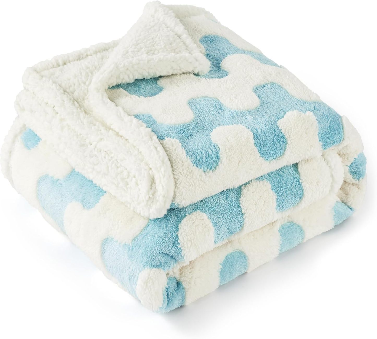 Waterproof Puppy Blanket for Small Dogs - Washable Double Sided Dog Blankets with Warm Jacquard Shag and Soft Sherpa Fleece