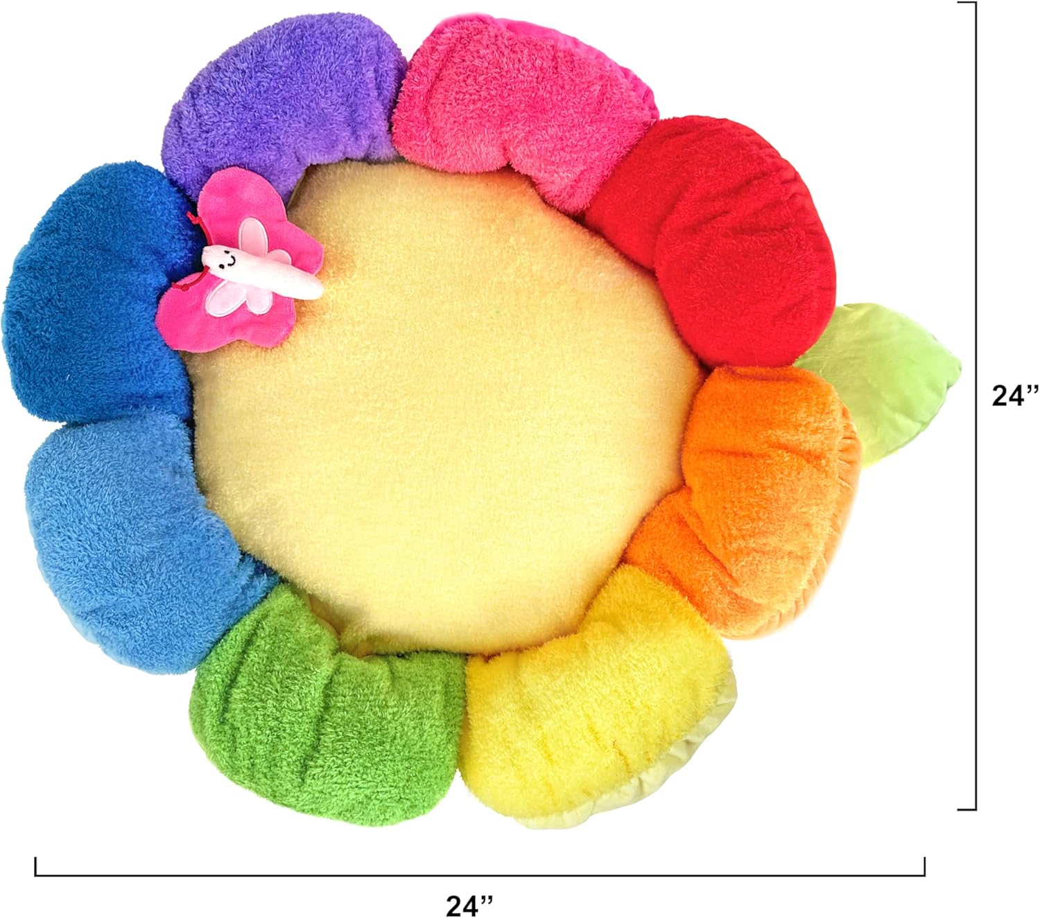 Soft Plush Small Cute and Cozy Nature Dog Cat Bed, Washer and Dryer Friendly (Rainbow Flower)