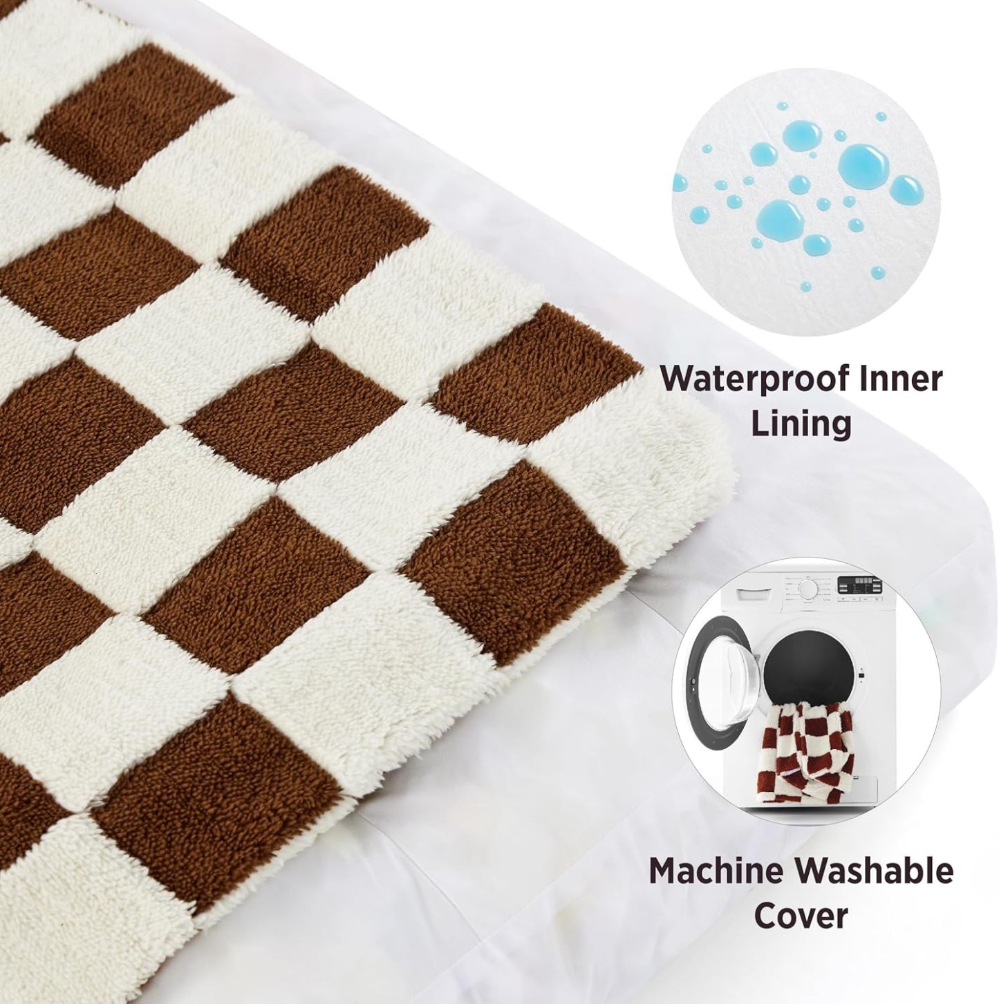 Dog Bed Medium Size Dog-Thick Shredded Chopped Foam Pet Bed, Dog Bed Indoor with Removable Cover, Cute Modern Fuzzy Plush & Anti Slip Bottom(30'x20', Brown)