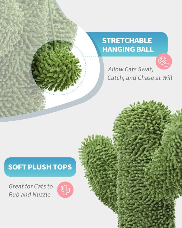 Cat Scratching Post, 21.7" Cactus Cat Scratcher Kitten Scratching Post with Natural Sisal Rope for Indoor Cats Claw Scratcher