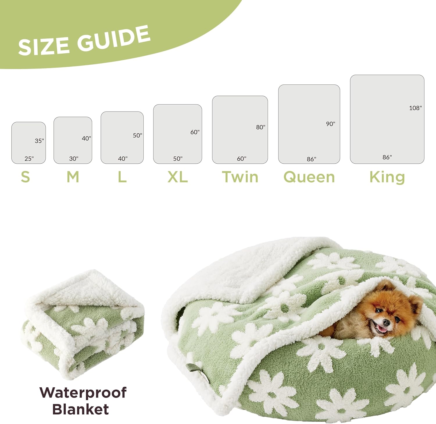 Waterproof Dog Blanket for Large Dogs - Washable Double Sided Dog Blankets with Warm Jacquard Shag and Soft Sherpa Fleece, Pet Cat Blanket for Queen Bed Protection