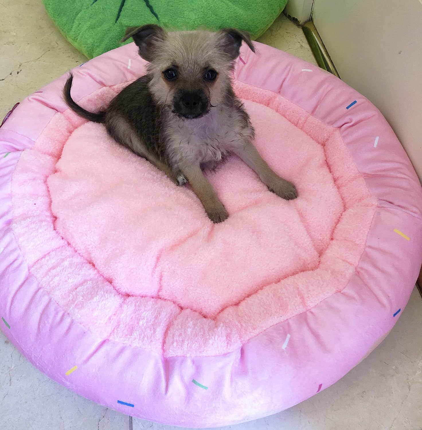 Soft Plush Small Cute and Cozy Donut Dog Cat Bed, Washer and Dryer Friendly (Donut)