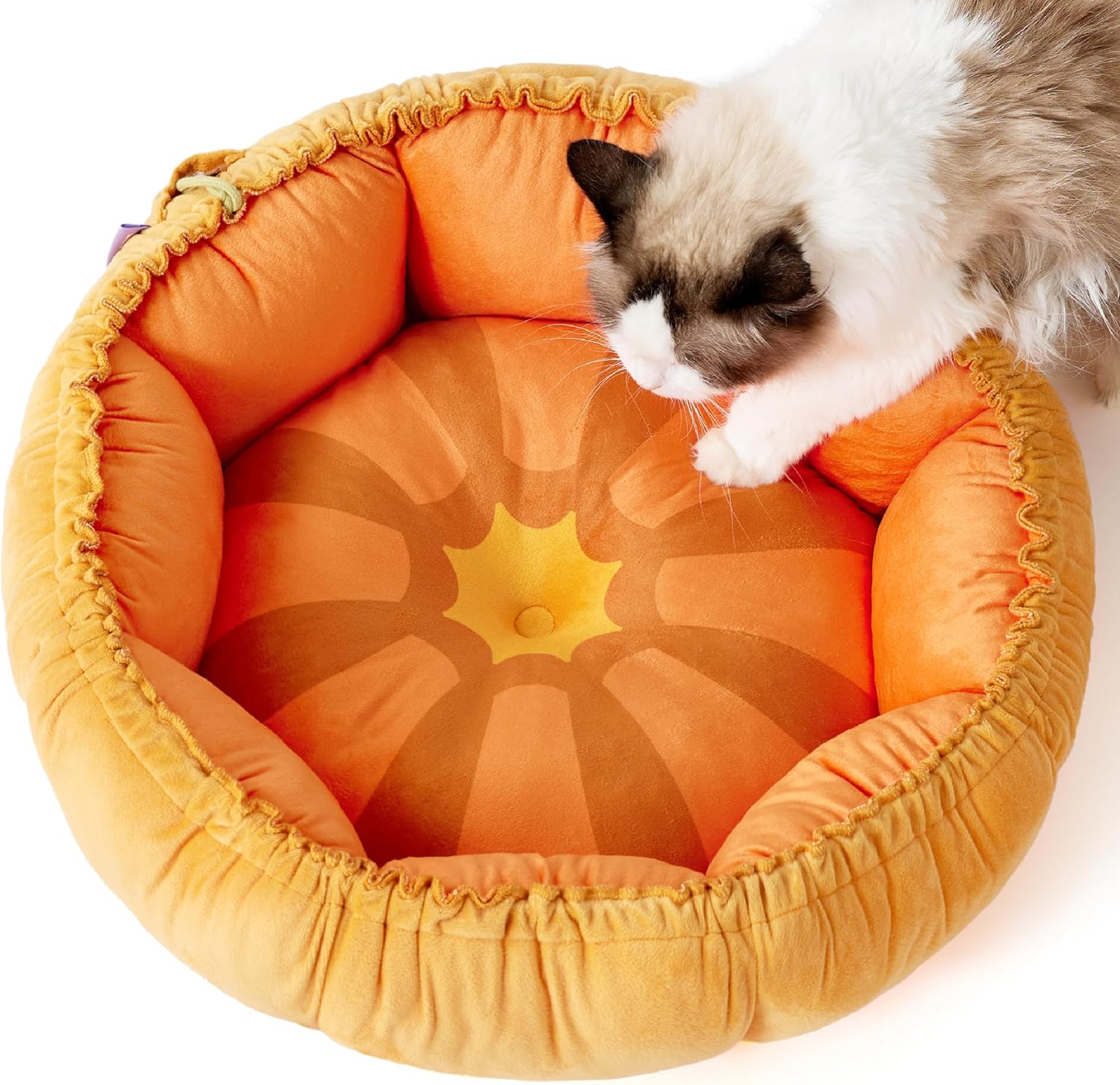 Cat Beds for Indoor Cats - Washable Cute Cat Beds with Versatile Dual-Use Design, Reversible Donut Pet Bed for Puppy and Kitten, 21x21x7 Inches