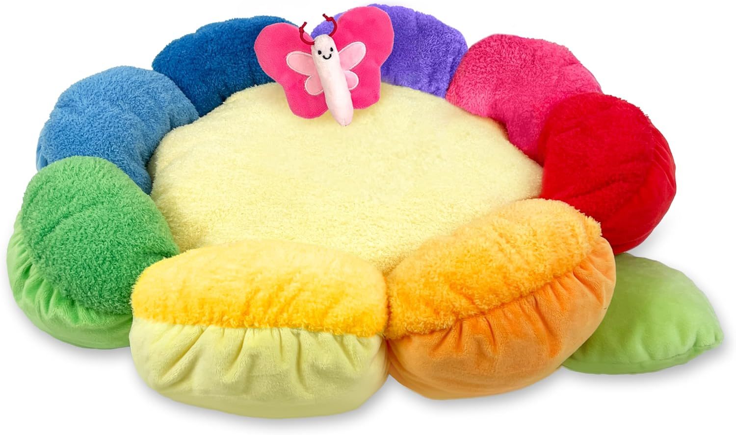 Soft Plush Small Cute and Cozy Nature Dog Cat Bed, Washer and Dryer Friendly (Rainbow Flower)