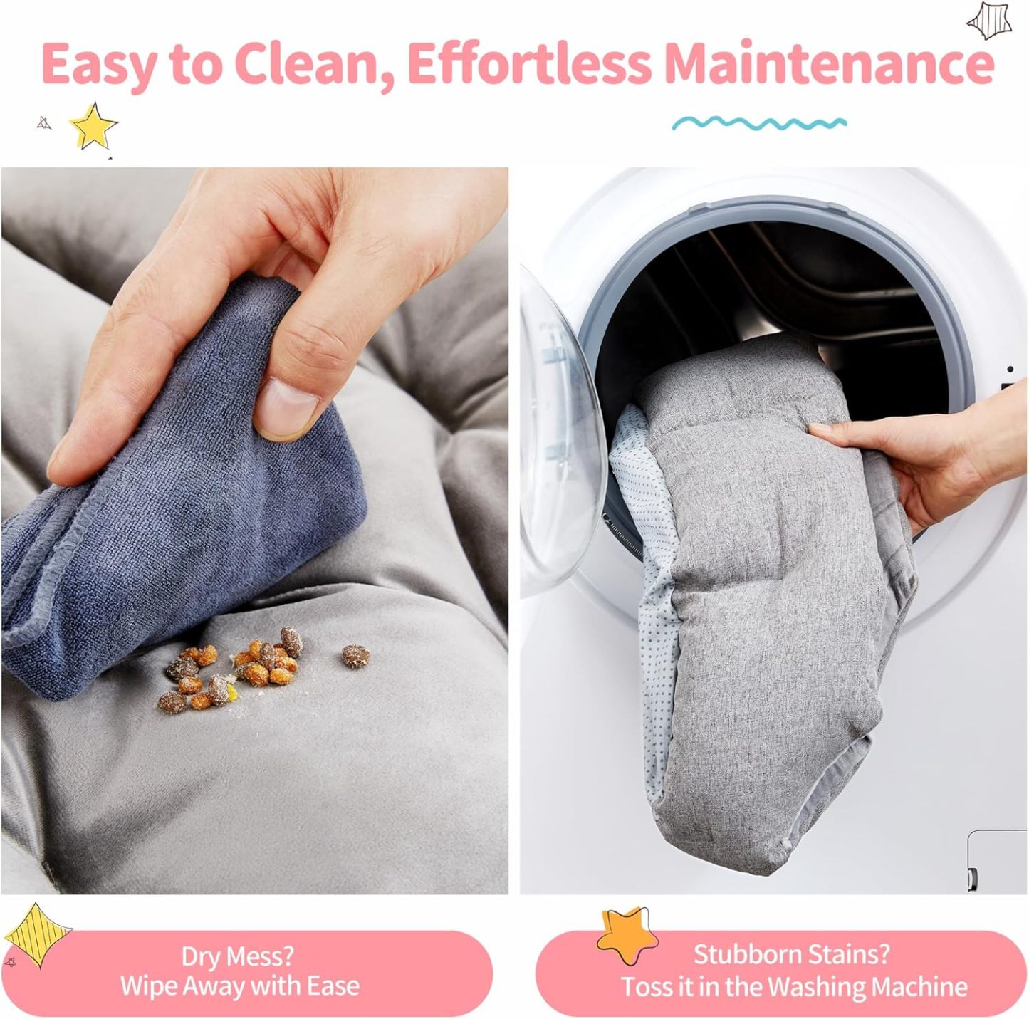 Cat Beds for Indoor Cats - Dog Beds for Small Dogs, Round Pet Bed for Puppy and Kitten, Washable Dog Bed with Anti-Slip Bottom, 22.44"L x 20.47"W x 6.3"Th