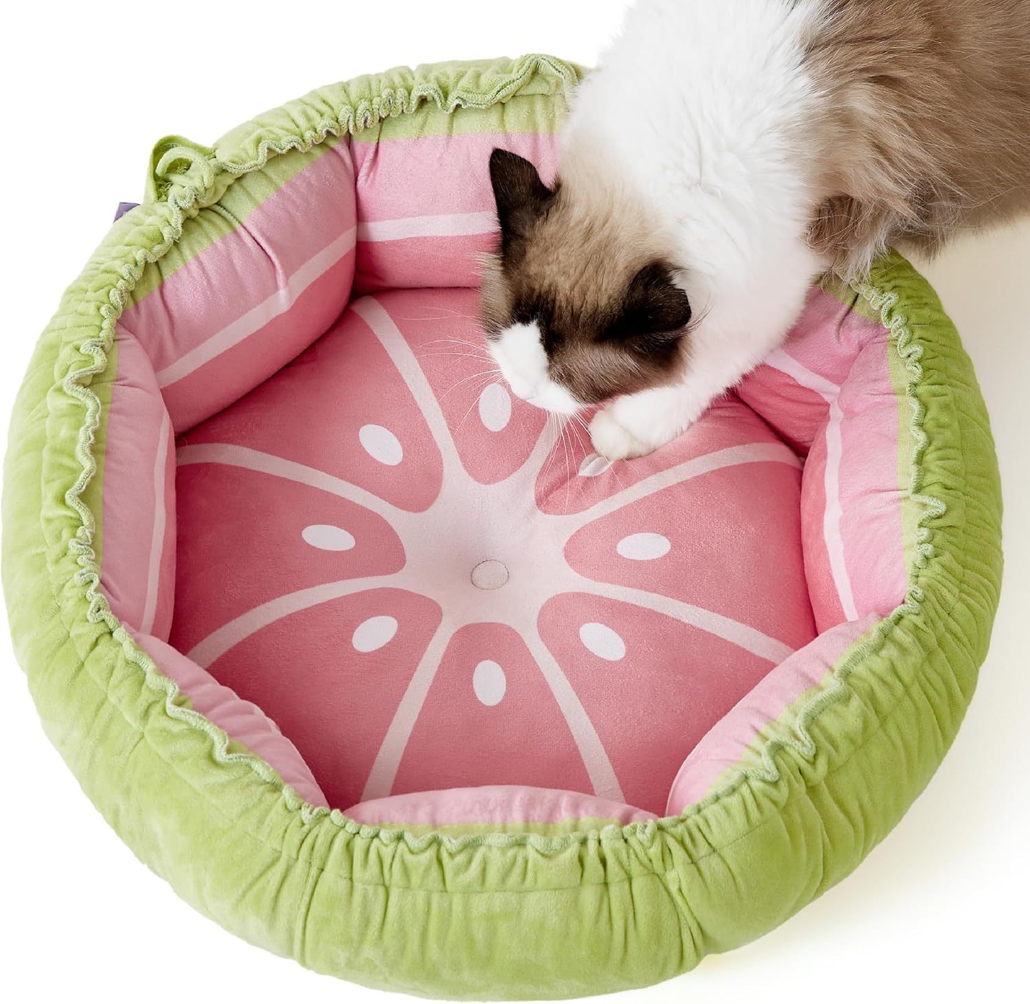 Cat Beds for Indoor Cats - Washable Cute Cat Beds with Versatile Dual-Use Design, Reversible Donut Pet Bed for Puppy and Kitten, 21x21x7 Inches