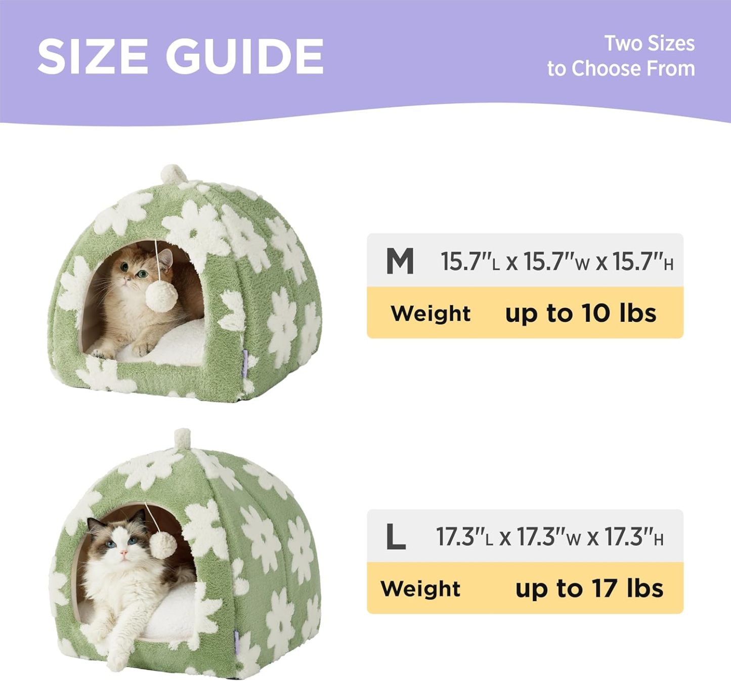 Cute Cat Beds for Indoor Cats - 2 in 1 Cat Cave Bed for Large Cats, Cat House with Removable Washable Cushioned Pillow