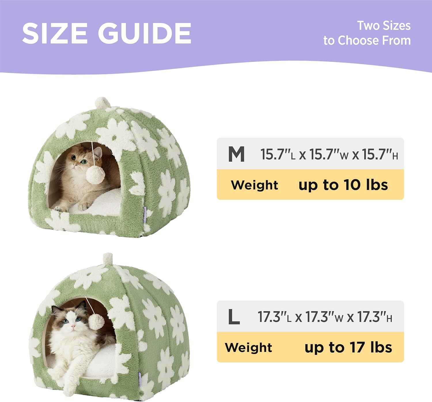 Cute Cat Beds for Indoor Cats - 2 in 1 Cat Cave Bed for Large Cats, Cat House with Removable Washable Cushioned Pillow