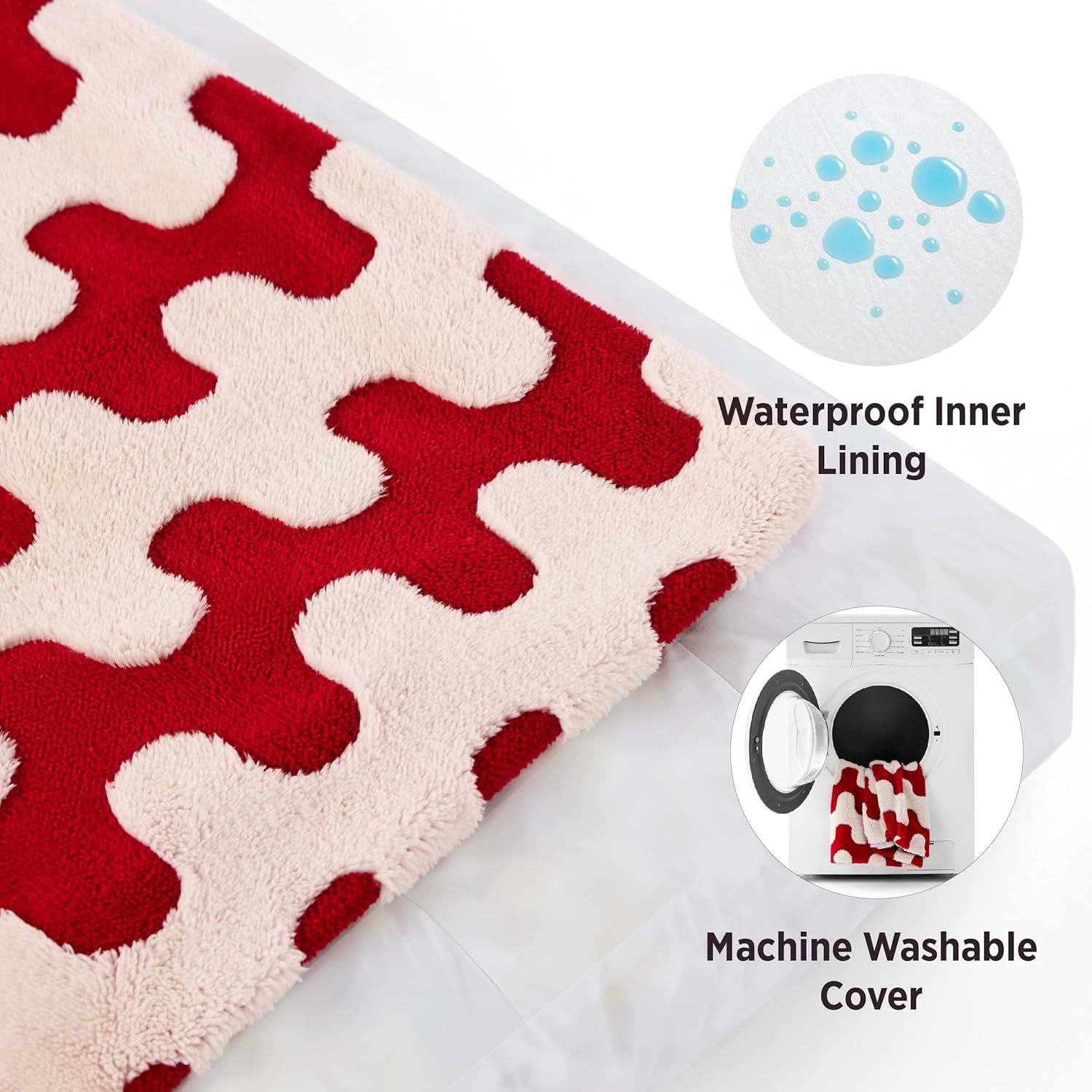 Extra Large Dog Bed-Thick Shredded Chopped Foam Pet Bed, Dog Bed Indoor with Removable Cover, Cute Modern Fuzzy Plush & Anti Slip Bottom(44x32', Red)