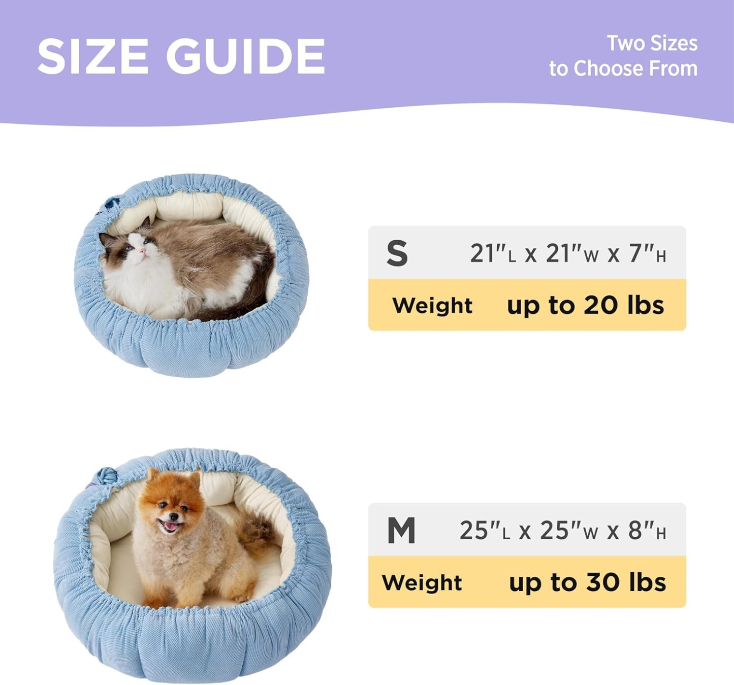 Cat Beds for Indoor Cats - Washable Cute Cat Beds with Versatile Dual-Use Design, Reversible Donut Pet Bed for Puppy and Kitten, 21x21x7 Inches