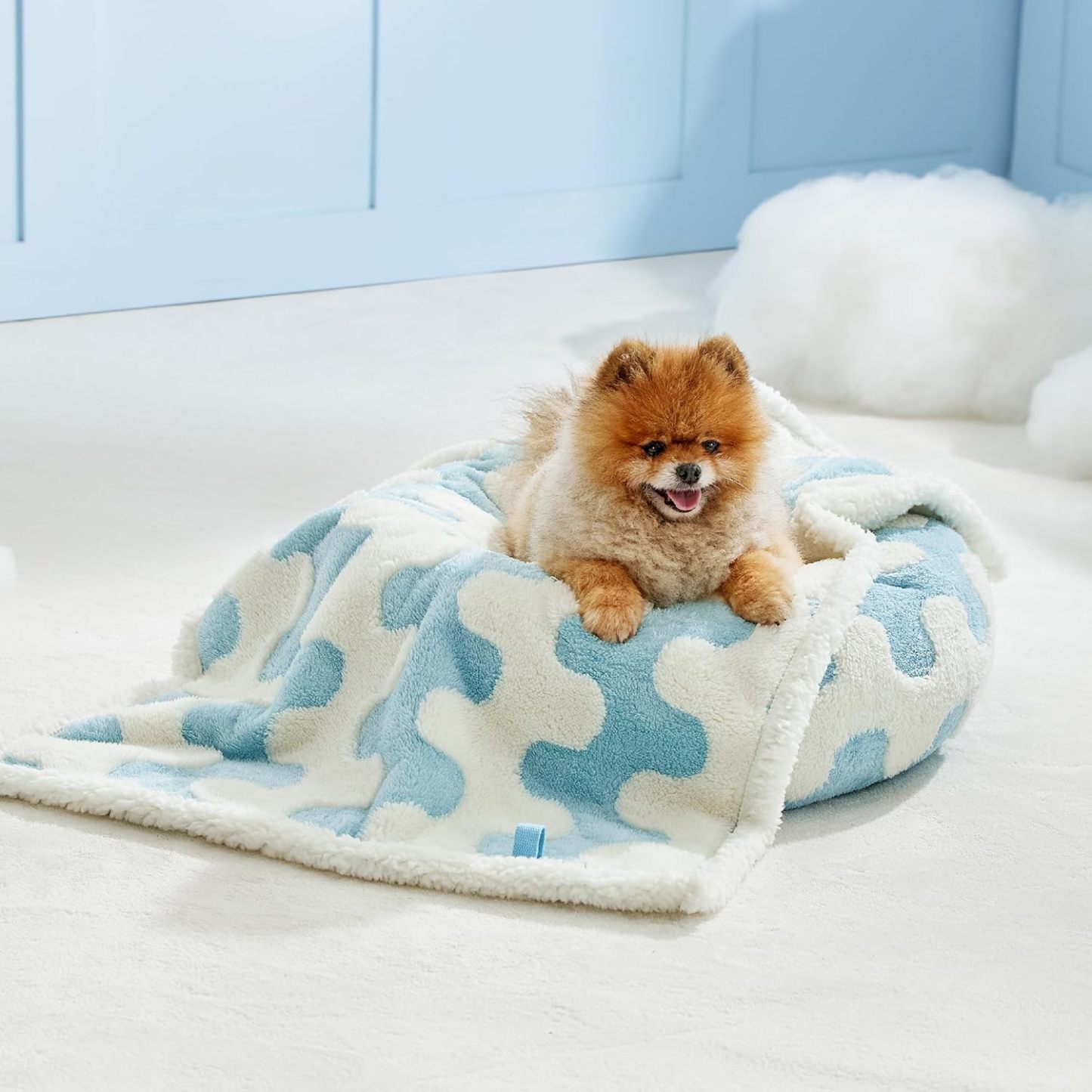 Waterproof Puppy Blanket for Small Dogs - Washable Double Sided Dog Blankets with Warm Jacquard Shag and Soft Sherpa Fleece