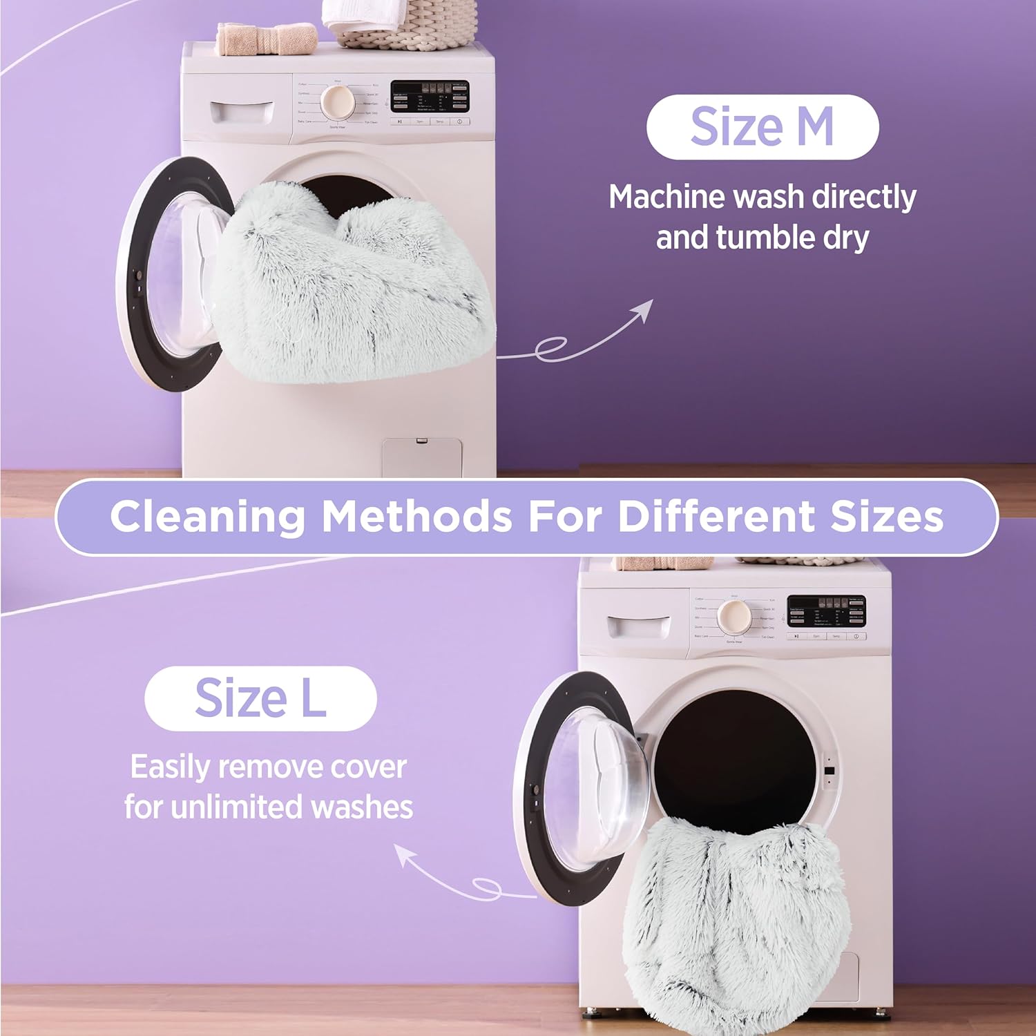 Cute Cat Couch Bed - Furry Indoor Cat Sofa Large, Washable Calming Small Dog Beds for Puppy with Fashion Design, 26x21x9inches, Gery