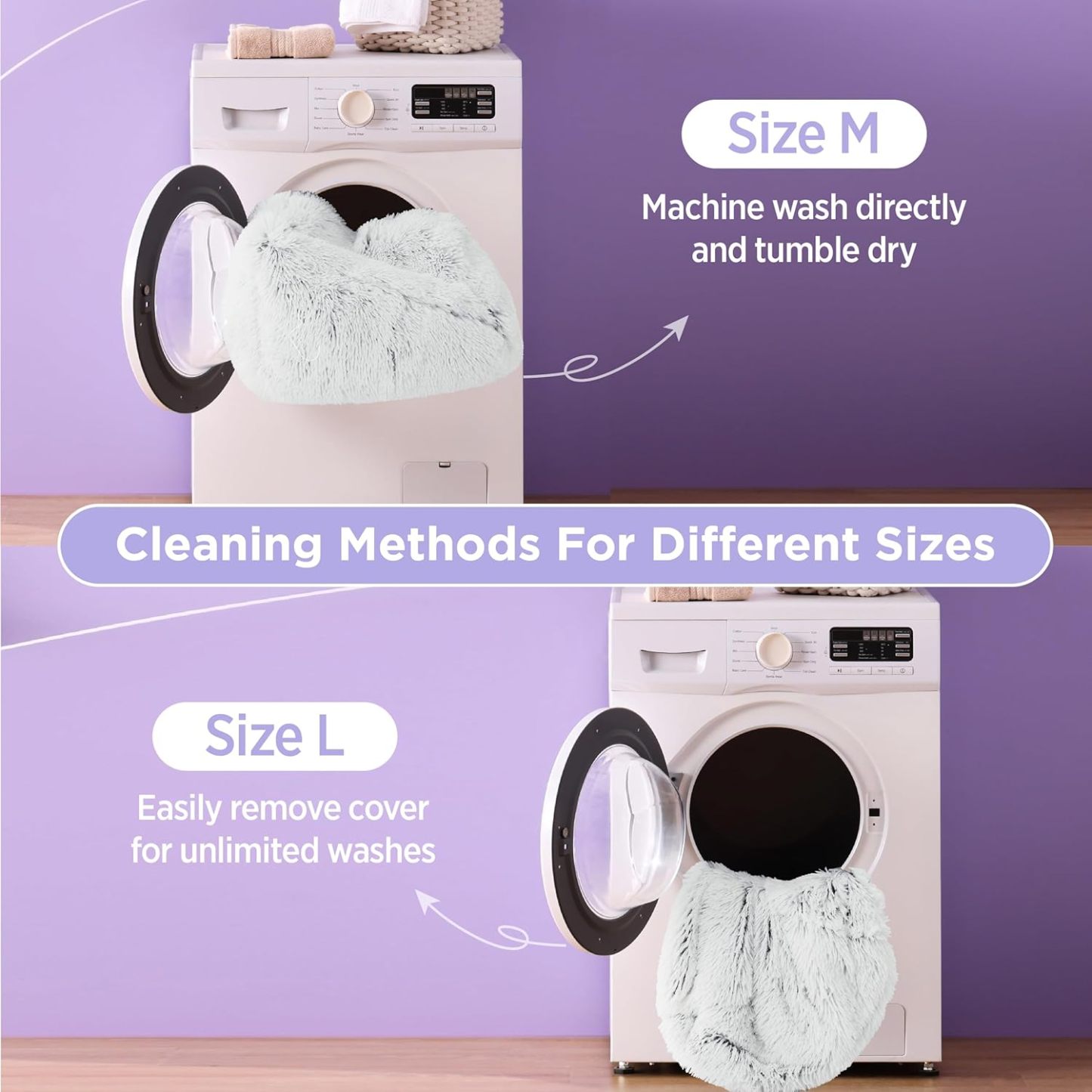 Cute Cat Couch Bed - Furry Indoor Cat Sofa Large, Washable Calming Small Dog Beds for Puppy with Fashion Design, 26x21x9inches, Gery