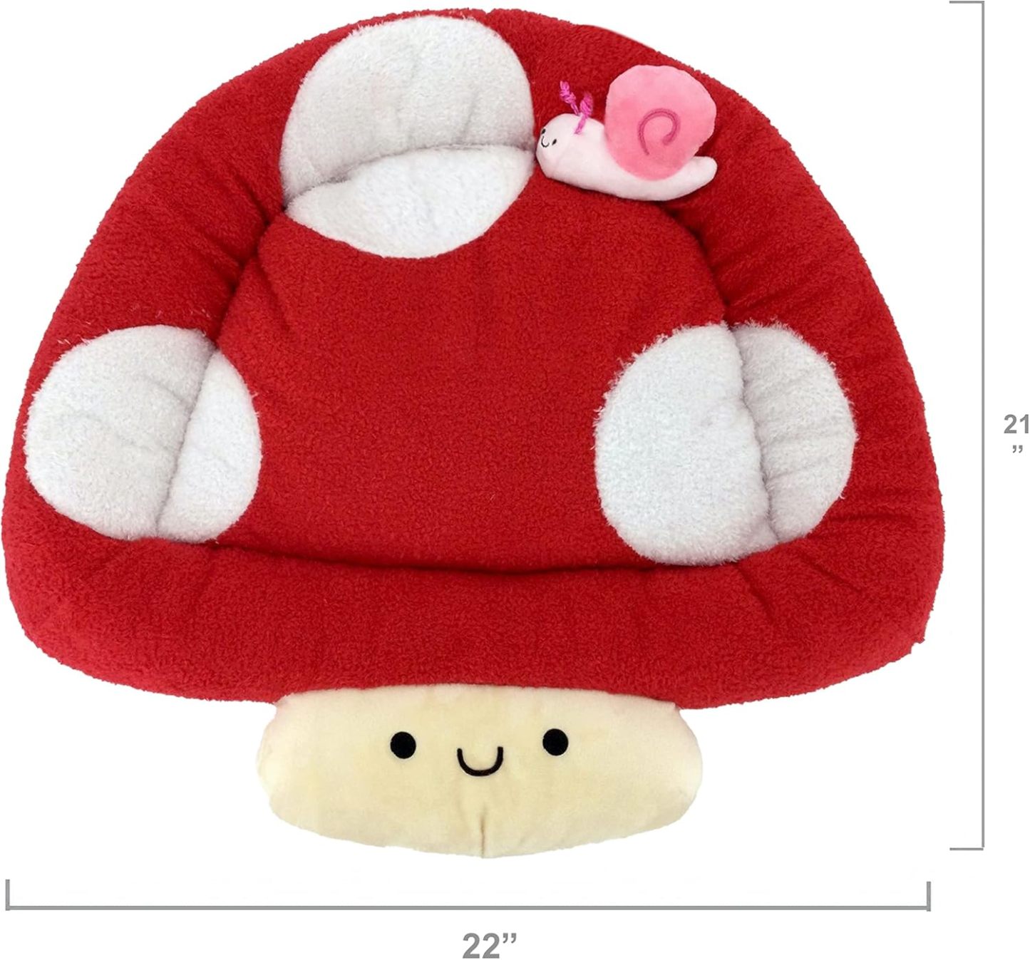 Soft Plush Small Cute and Cozy Nature Dog Cat Bed, Washer and Dryer Friendly (Mushroom)