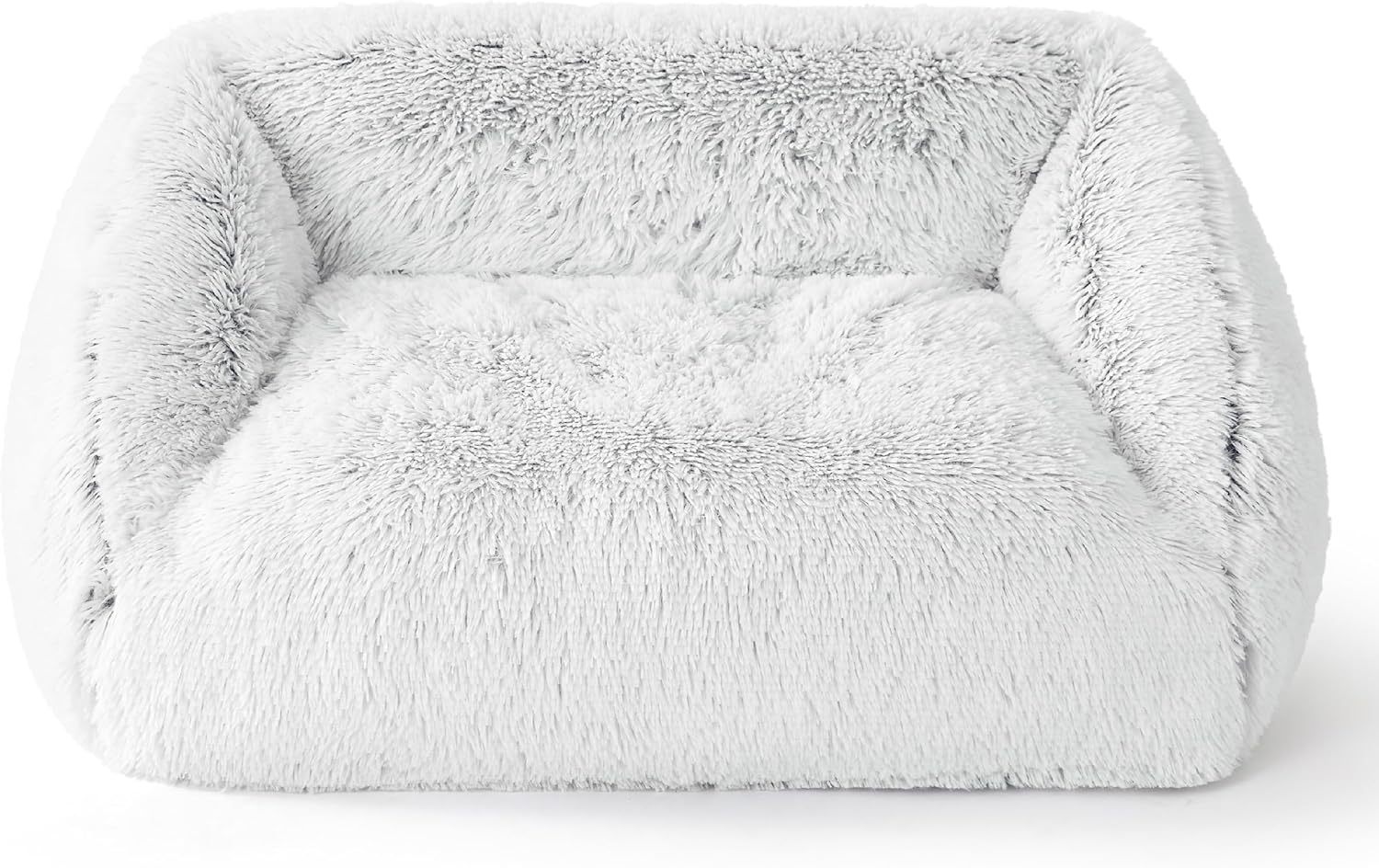 Cute Cat Couch Bed - Furry Indoor Cat Sofa Large, Washable Calming Small Dog Beds for Puppy with Fashion Design, 26x21x9inches, Gery