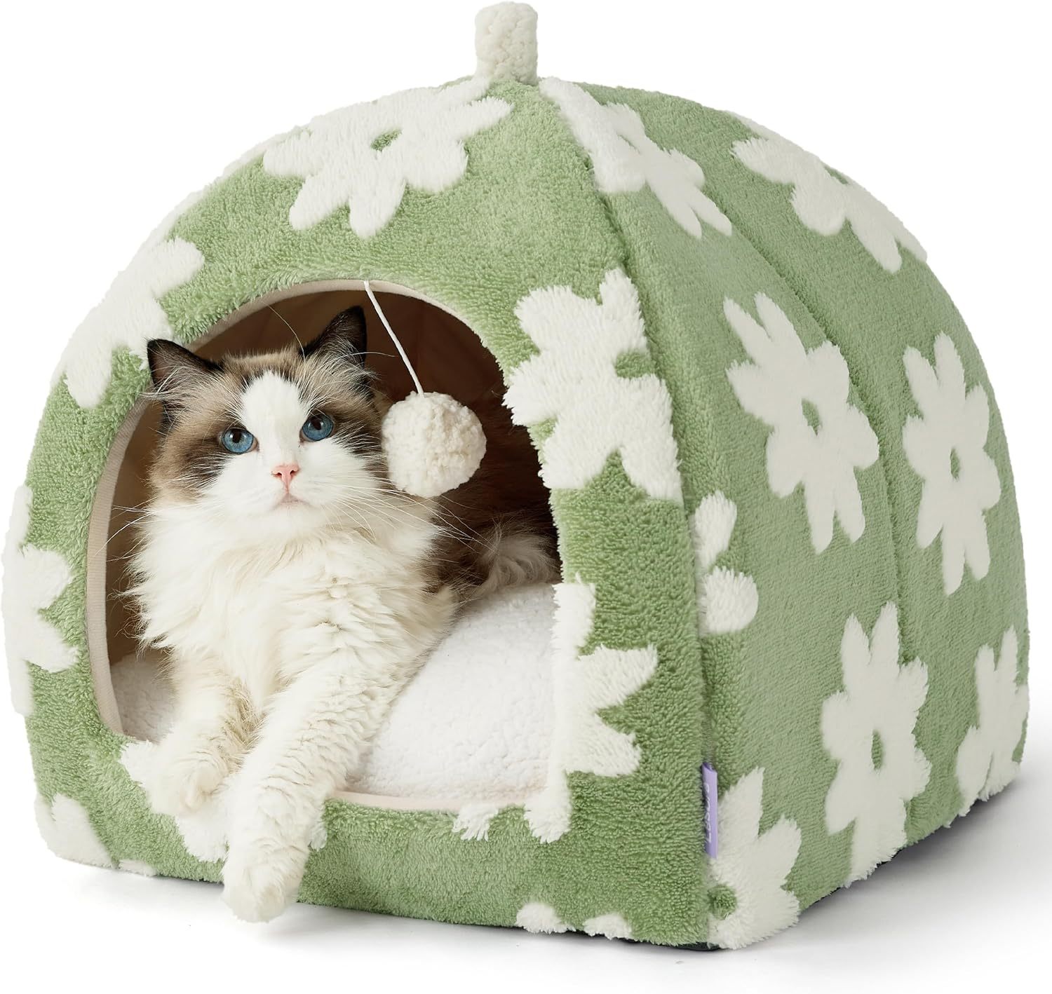 Cute Cat Beds for Indoor Cats - 2 in 1 Cat Cave Bed for Large Cats, Cat House with Removable Washable Cushioned Pillow