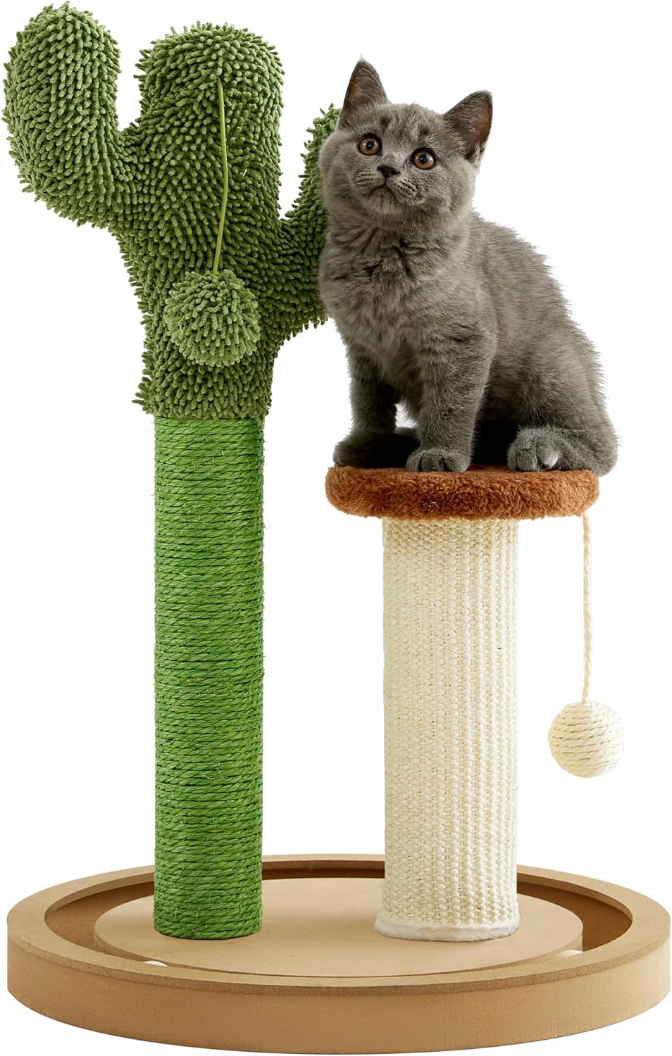 Cat Scratching Post, 21.7" Cactus Kitten Scratcher for Indoor Cats, Mushroom Cute Cat Tree with Sisal Scratch Post