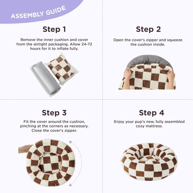 Donut Small Dog Bed - Round Cat Beds for Indoor Cats Anti-Anxiety Calming Pet Beds