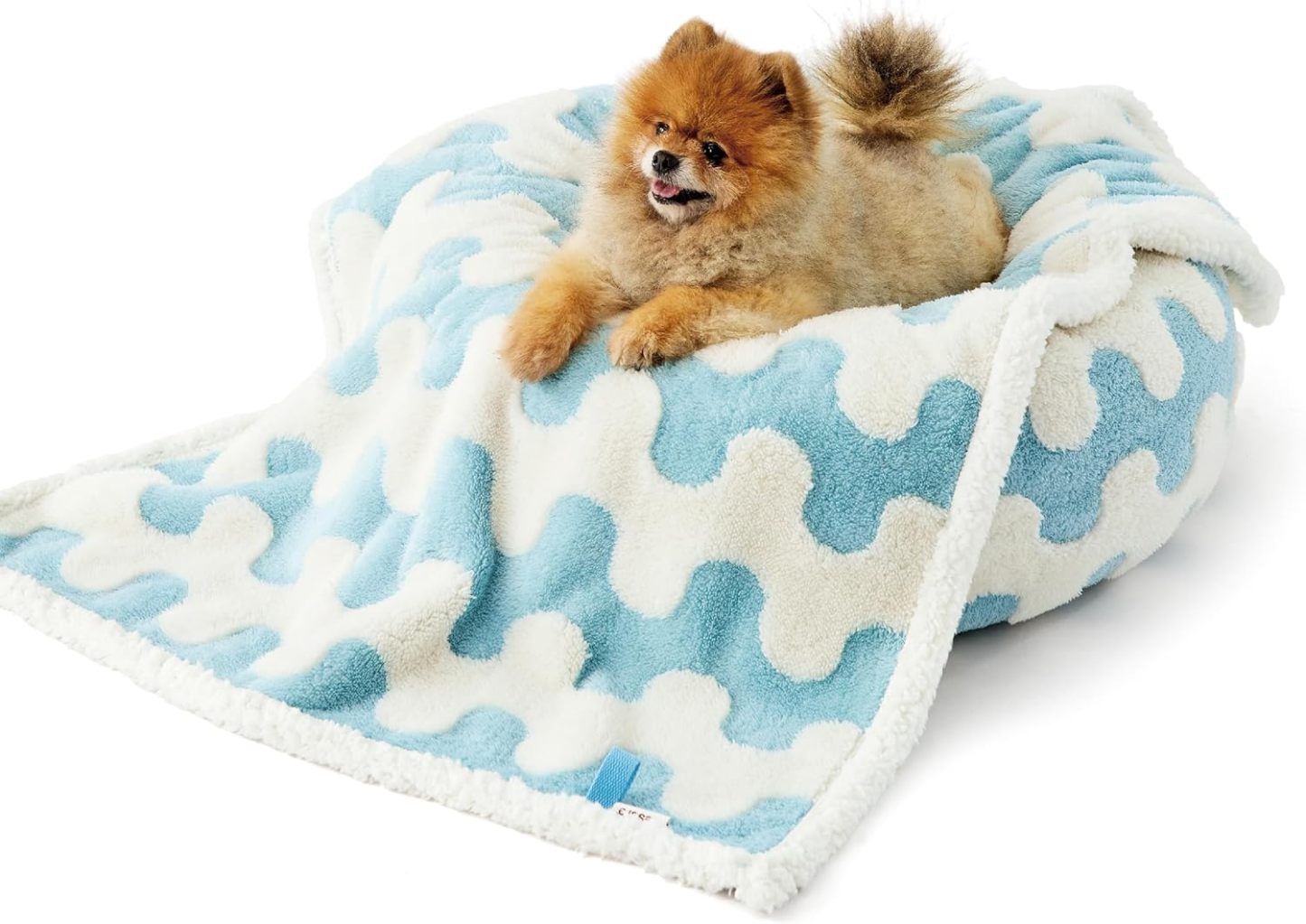 Waterproof Puppy Blanket for Small Dogs - Washable Double Sided Dog Blankets with Warm Jacquard Shag and Soft Sherpa Fleece