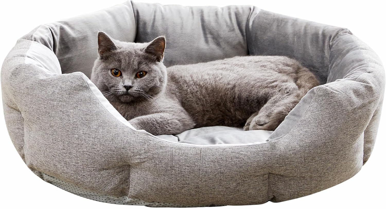Cat Beds for Indoor Cats - Dog Beds for Small Dogs, Round Pet Bed for Puppy and Kitten, Washable Dog Bed with Anti-Slip Bottom, 22.44"L x 20.47"W x 6.3"Th