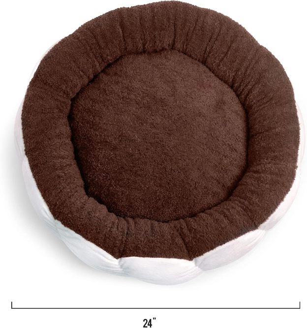 Soft Plush Small Cute and Cozy Food Dog Cat Bed, Washer and Dryer Friendly (Cookies and Cream)