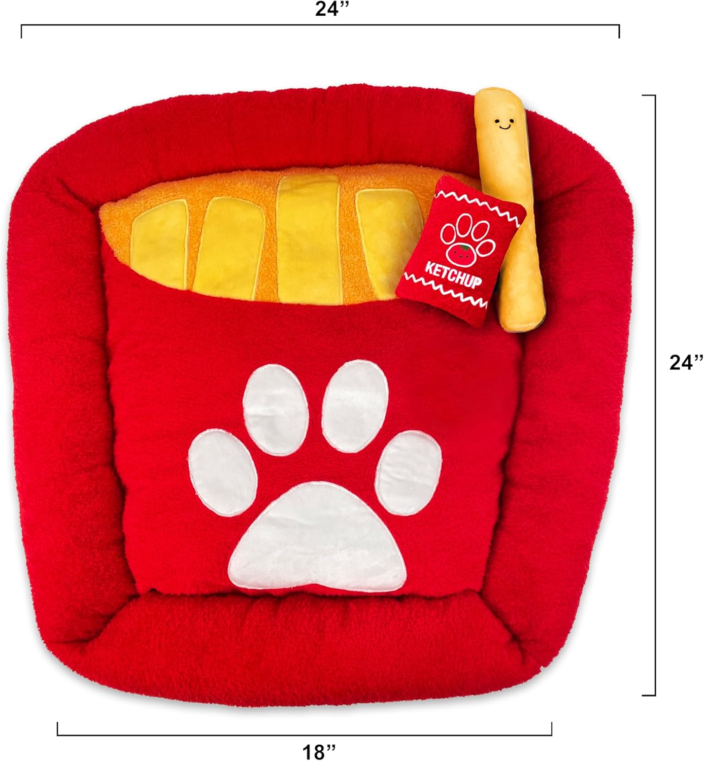 Soft Plush Small Cute and Cozy Nature Dog Cat Bed, Washer and Dryer Friendly (French Fries)