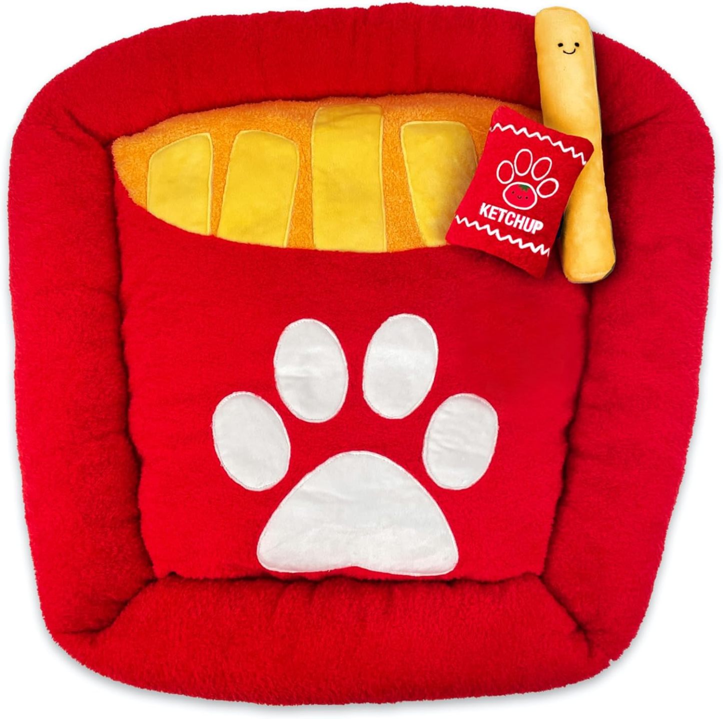 Soft Plush Small Cute and Cozy Nature Dog Cat Bed, Washer and Dryer Friendly (French Fries)