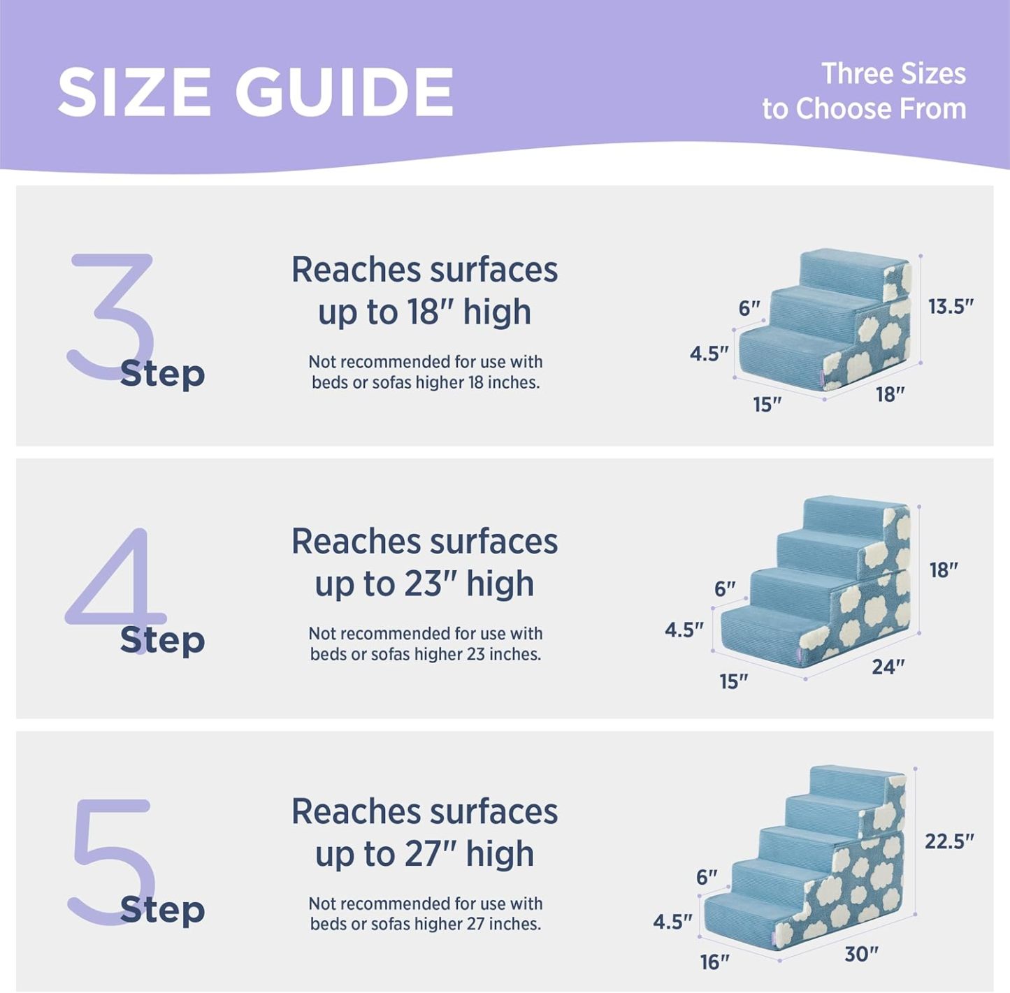 Dog Stairs for Small Dogs 18"H 4-Step Dog Steps for High Bed Couch and Sofa Chairs Foldable Foam Pet Stairs Jacquard Shaggy Plush