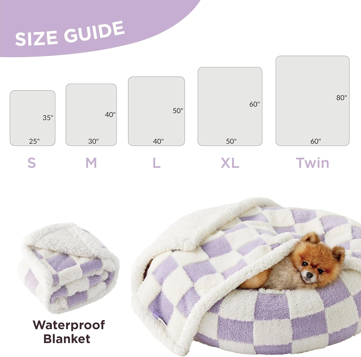 Waterproof Dog Blanket for Large Dogs - Washable Double Sided Dog Blankets with Warm Jacquard Shag and Soft Sherpa Fleece