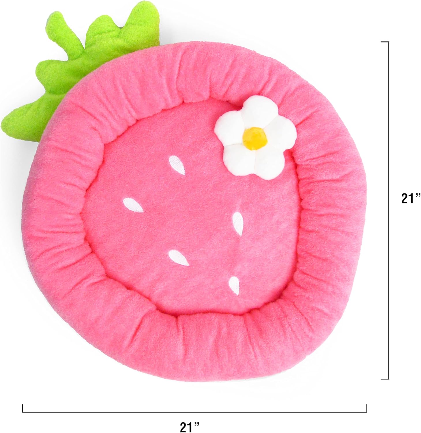 Soft Plush Small Cute and Cozy Food Dog Cat Bed, Washer and Dryer Friendly (Strawberry)