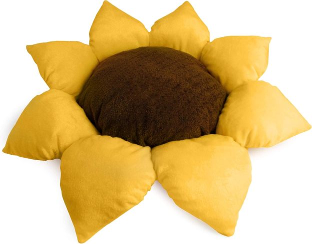 Soft Plush Small Cute and Cozy Nature Dog Cat Bed, Washer and Dryer Friendly (Sunflower)