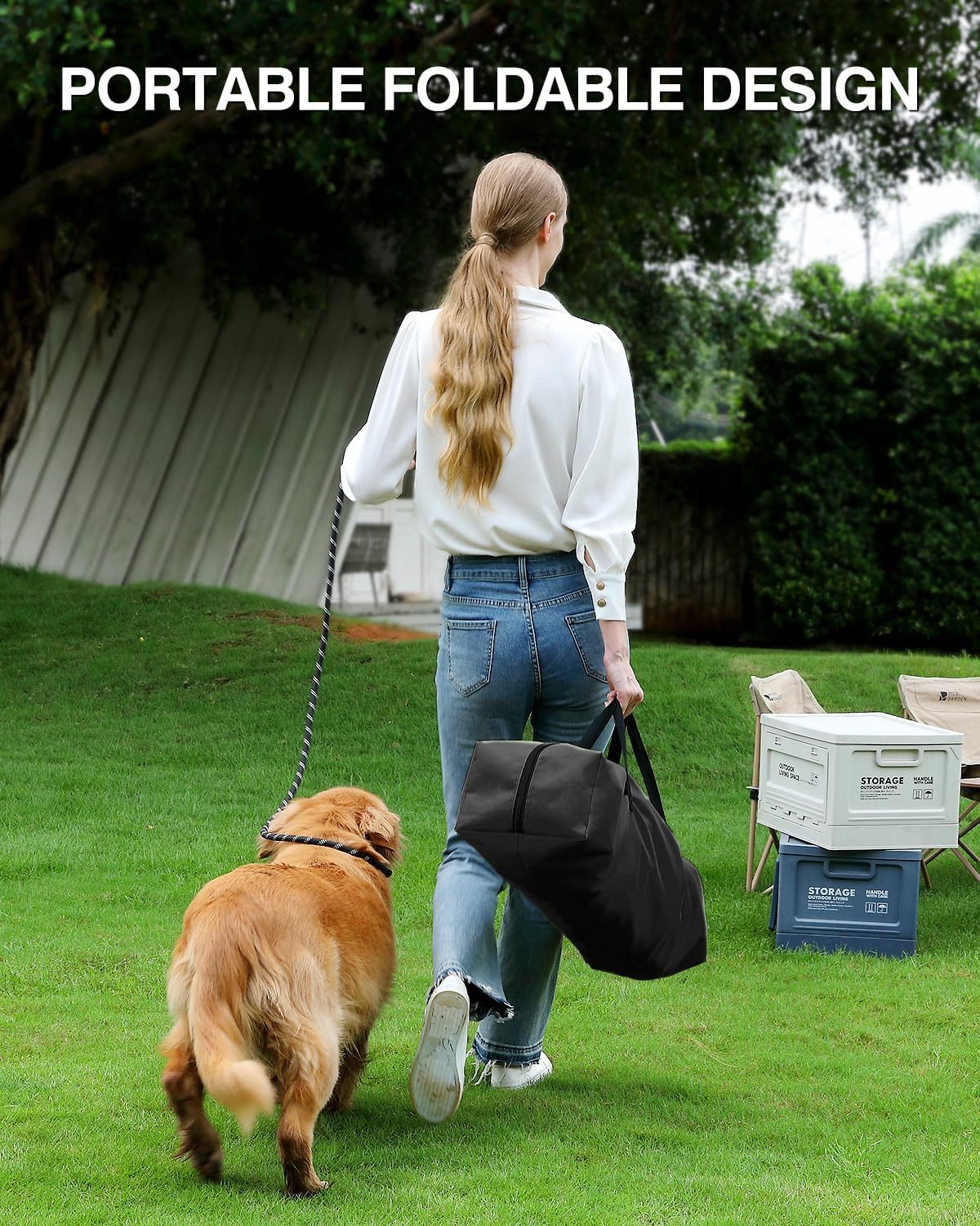 42 Inch Collapsible Travel Dog Crate for Medium Large Dogs, Portable Dog Crate 4-Door Foldable Soft Kennel with Chew-Proof Mesh Windows