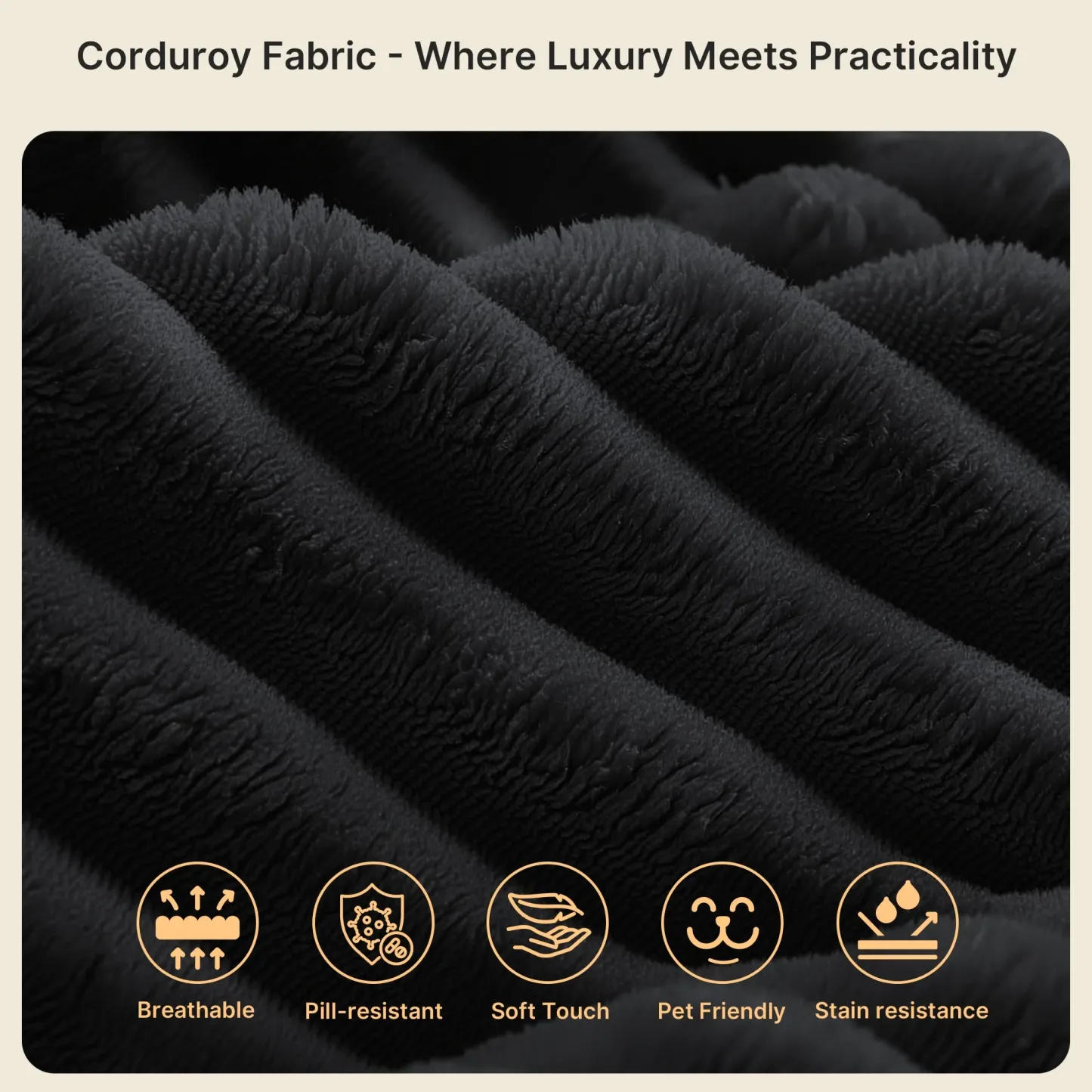 Lofka 105" Cloud Boneless Couch with L-Shape Chaise, No-Assembly Corduroy Couches for Living Room