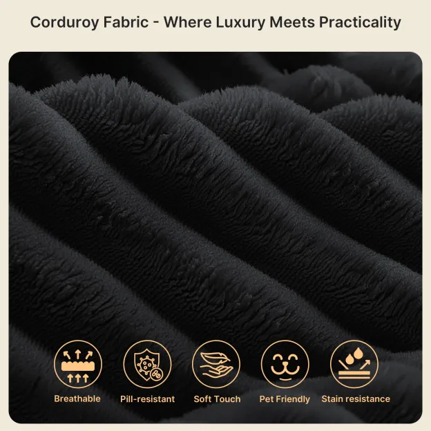 Lofka 105" Cloud Boneless Couch with L-Shape Chaise, No-Assembly Corduroy Couches for Living Room