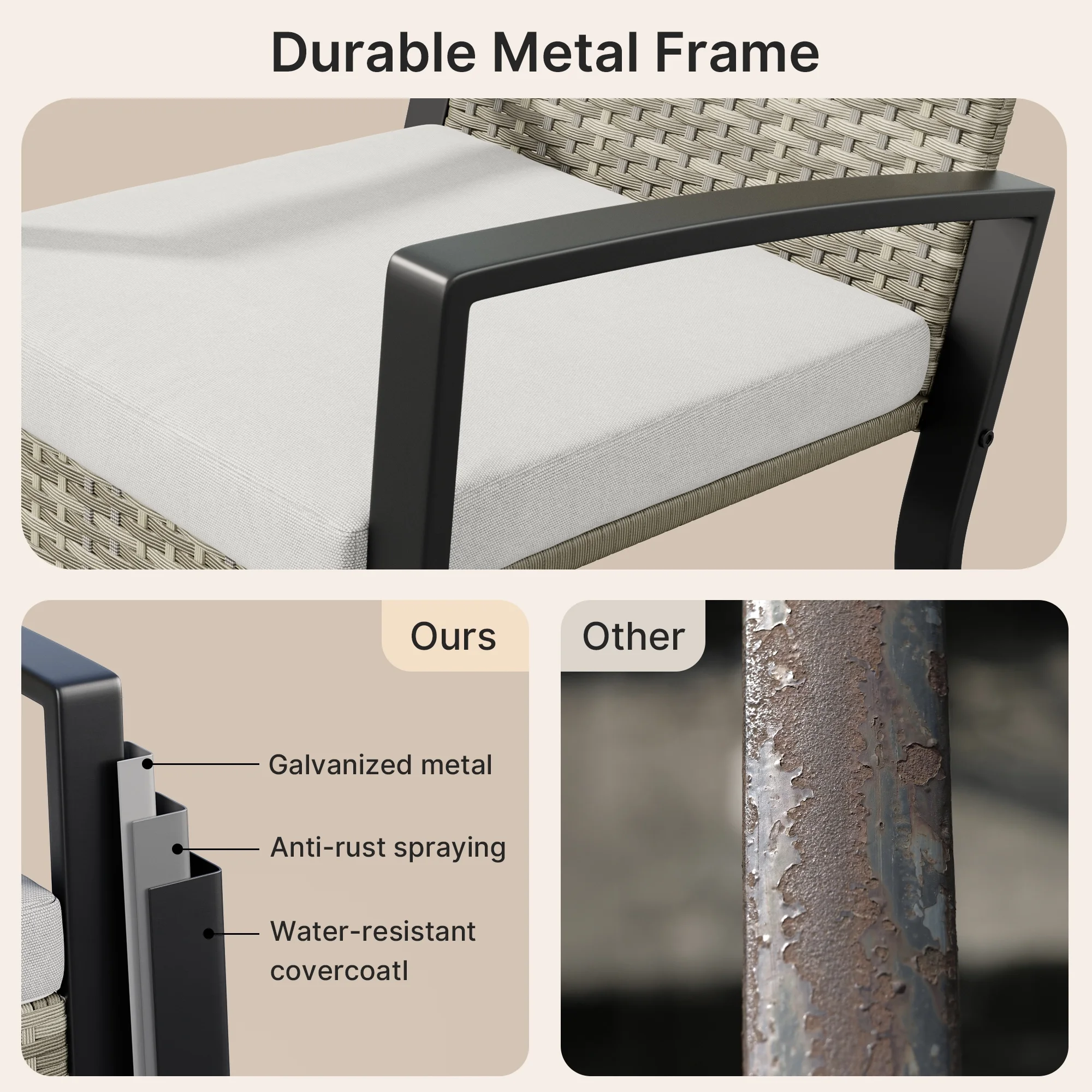 Lofka Patio Furniture Set, 4-Piece Outdoor Sectional Furniture Set with Coffee Table for Conversation & Dining