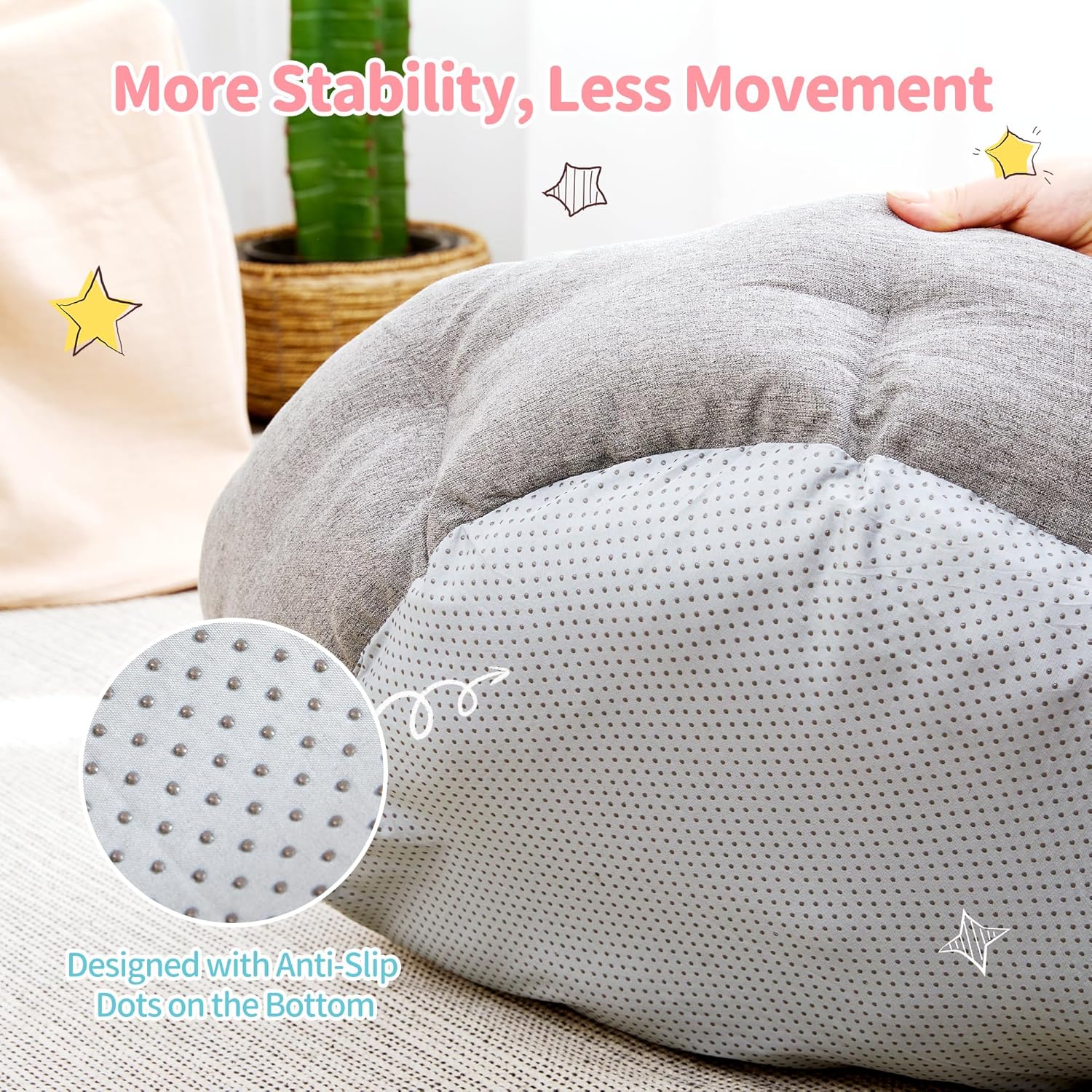Cat Beds for Indoor Cats - Dog Beds for Small Dogs, Round Pet Bed for Puppy and Kitten, Washable Dog Bed with Anti-Slip Bottom, 22.44"L x 20.47"W x 6.3"Th
