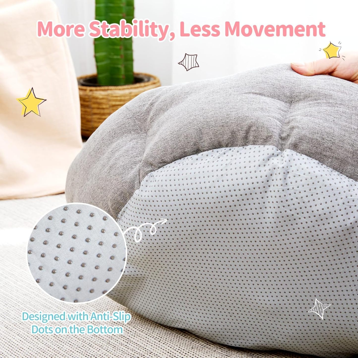 Cat Beds for Indoor Cats - Dog Beds for Small Dogs, Round Pet Bed for Puppy and Kitten, Washable Dog Bed with Anti-Slip Bottom, 22.44"L x 20.47"W x 6.3"Th