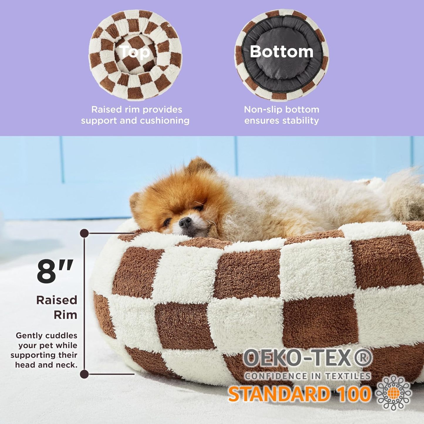Donut Small Dog Bed - Round Cat Beds for Indoor Cats Anti-Anxiety Calming Pet Beds