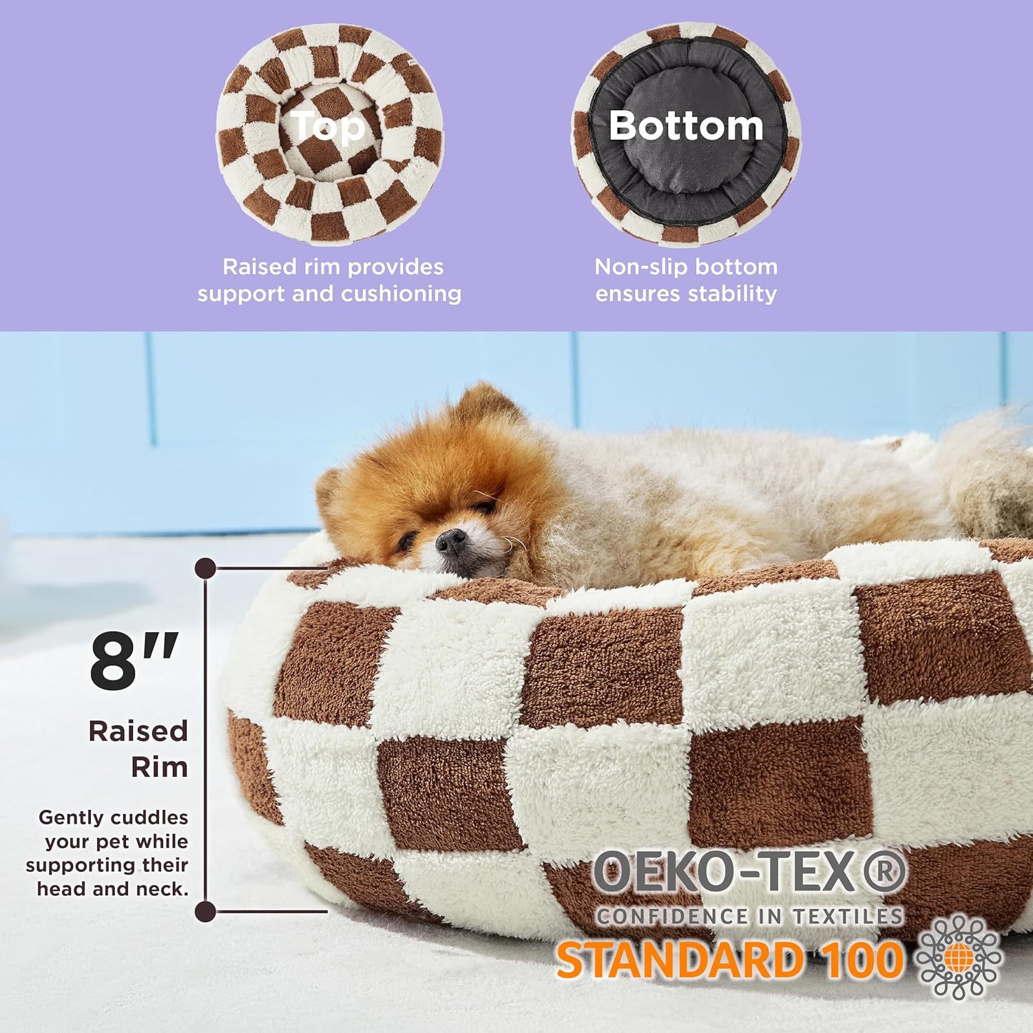Donut Small Dog Bed - Round Cat Beds for Indoor Cats Anti-Anxiety Calming Pet Beds
