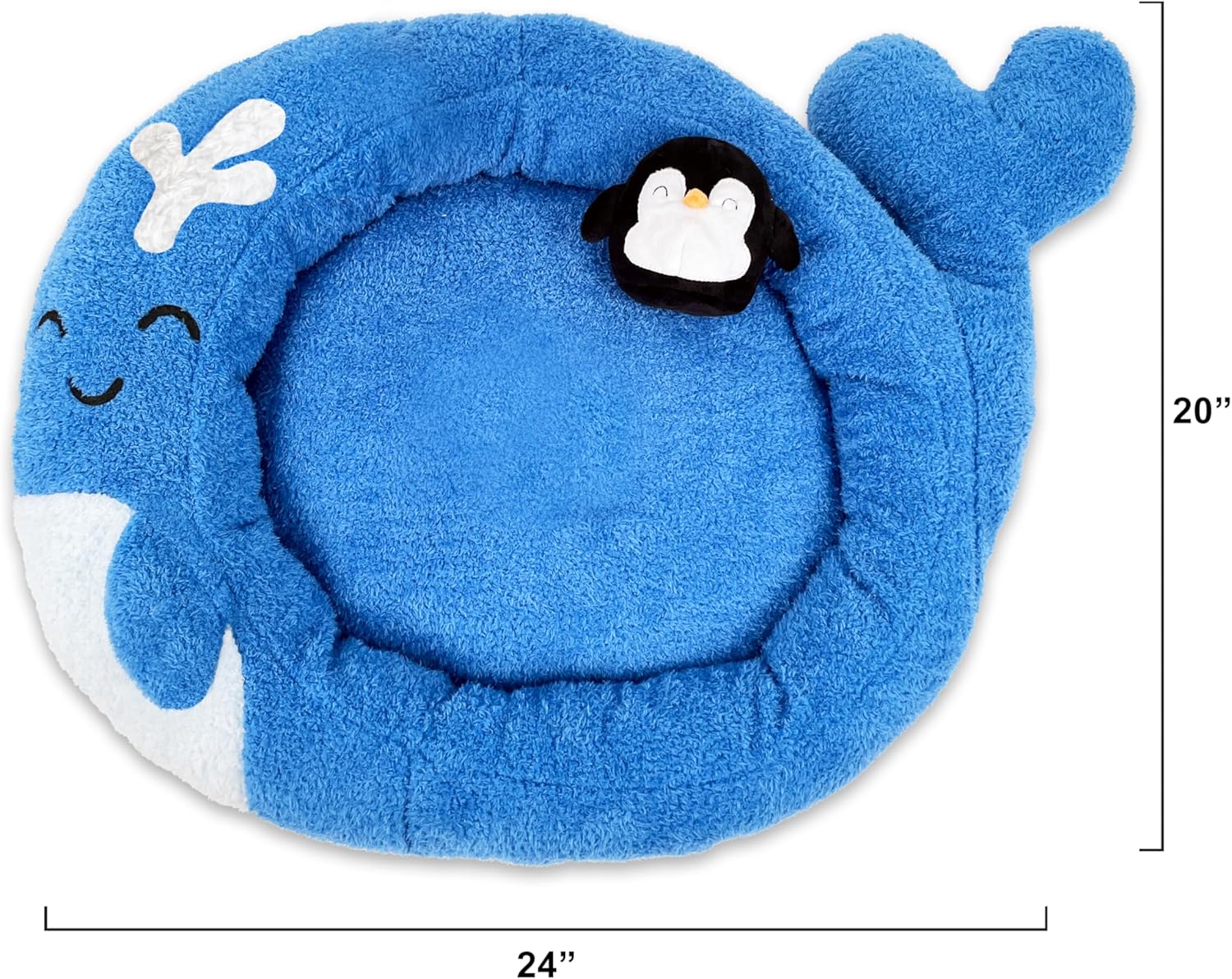 Soft Plush Small Cute and Cozy Nature Dog Cat Bed, Washer and Dryer Friendly (Whale)