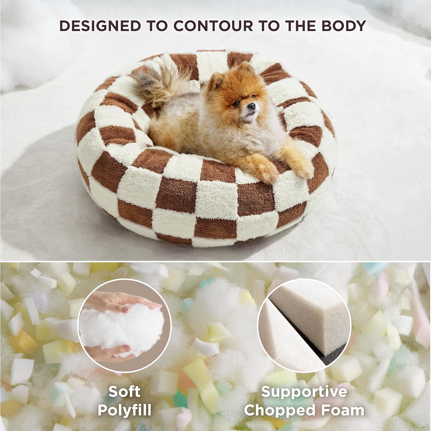 Donut Small Dog Bed - Round Cat Beds for Indoor Cats Anti-Anxiety Calming Pet Beds