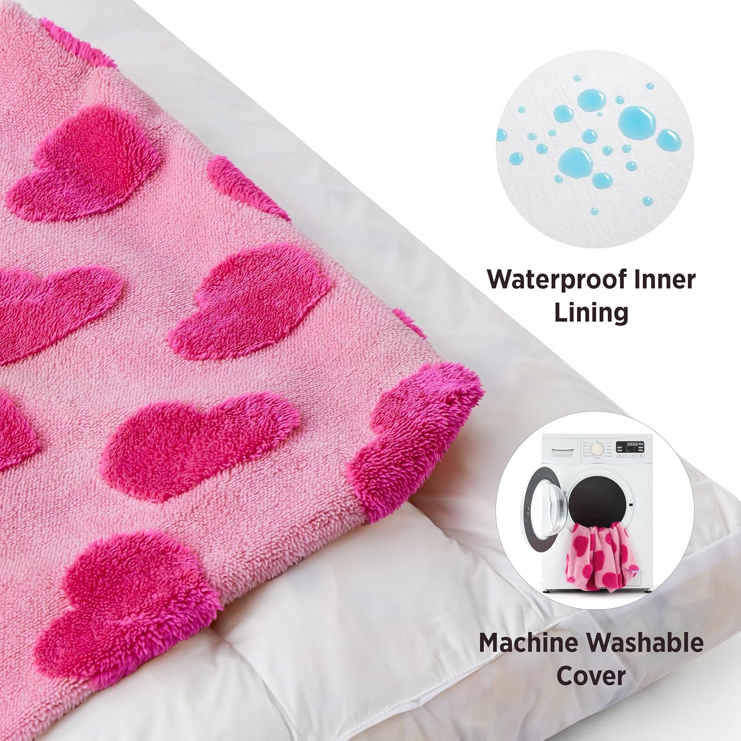 Large Dog Beds-Thick Shredded Chopped Foam Pet Bed, Dog Bed Indoor with Removable Cover, Cute Modern Fuzzy Plush & Anti Slip Bottom(36'x27', Pink)