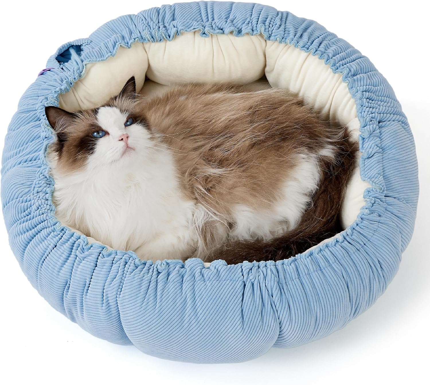 Cat Beds for Indoor Cats - Washable Cute Cat Beds with Versatile Dual-Use Design, Reversible Donut Pet Bed for Puppy and Kitten, 21x21x7 Inches