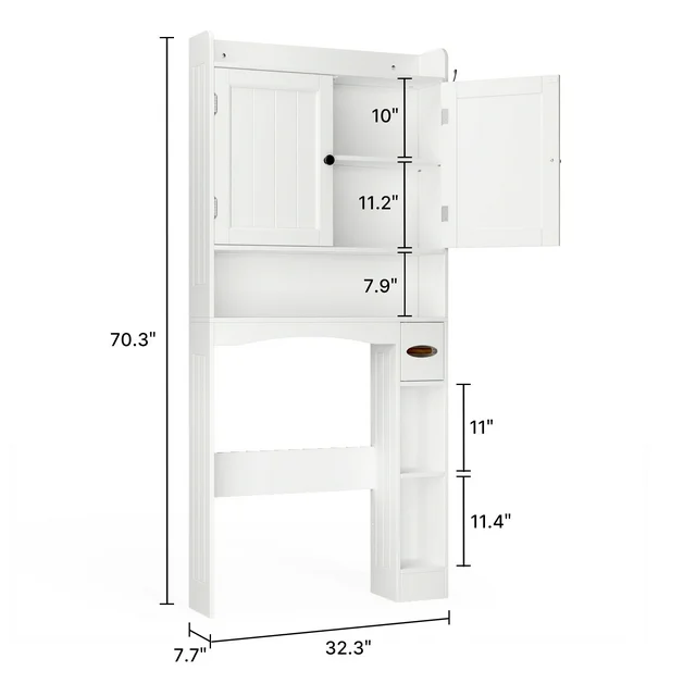 Lofka Over The Toilet Storage Cabinet, 32.3" Free Standing Storage Cabinet Over Toilet with Doors