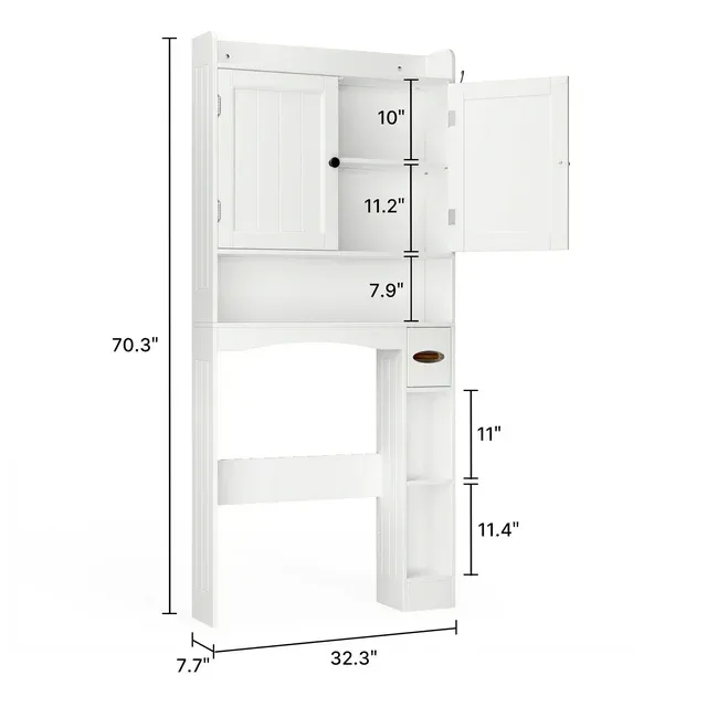 Lofka Over The Toilet Storage Cabinet, 32.3" Free Standing Storage Cabinet Over Toilet with Doors