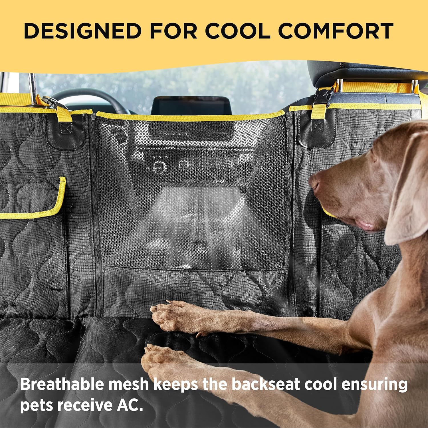 Dog Car Seat Cover for Back Seat with Hard Bottom, Pet Back Seat Extender with Supportive Egg Crate Foam, Waterproof Non-Slip Dog Hammock
