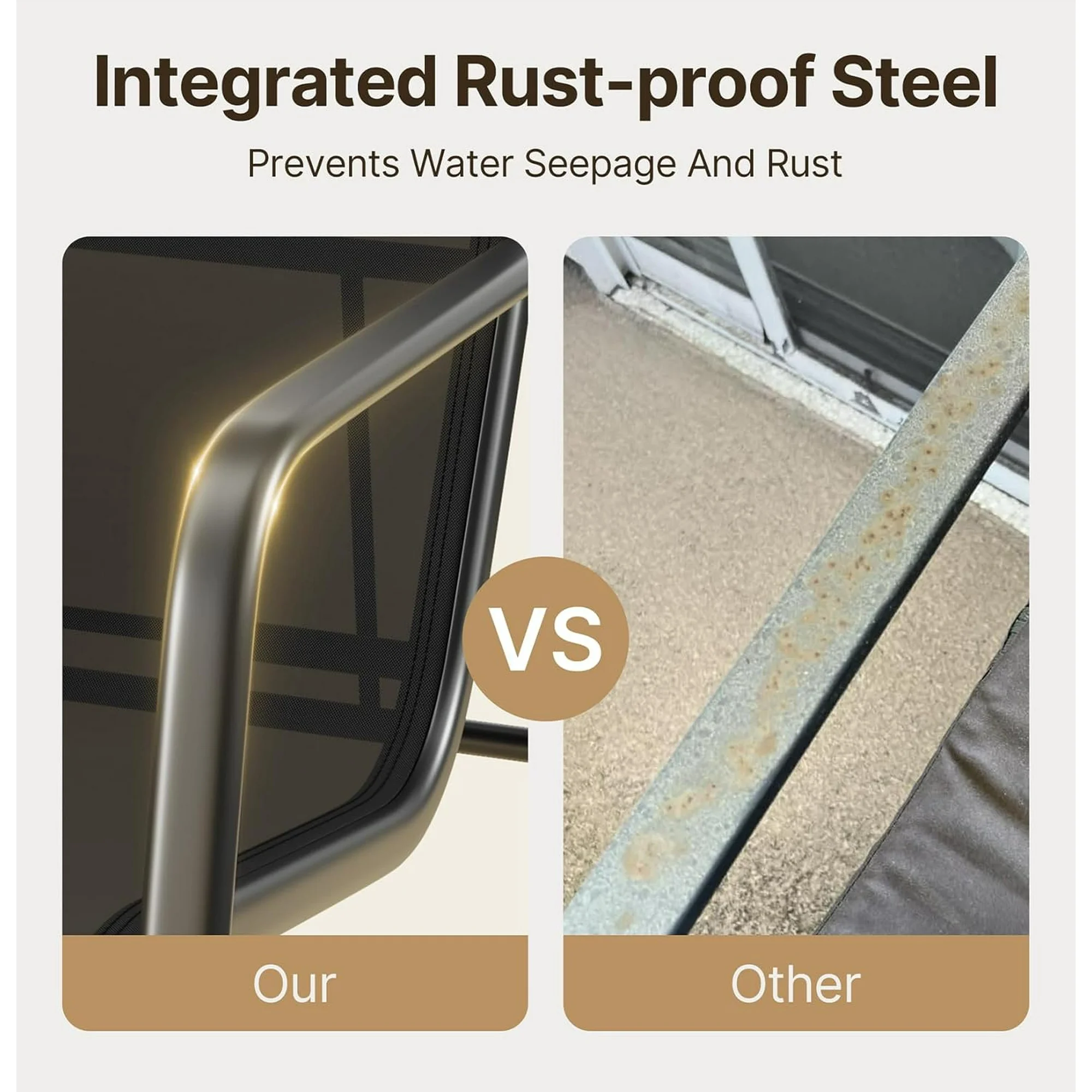 Lofka Outdoor Furniture Bistro Table & Steel Chairs,Rust-Proof,Glass-Top Coffee Table