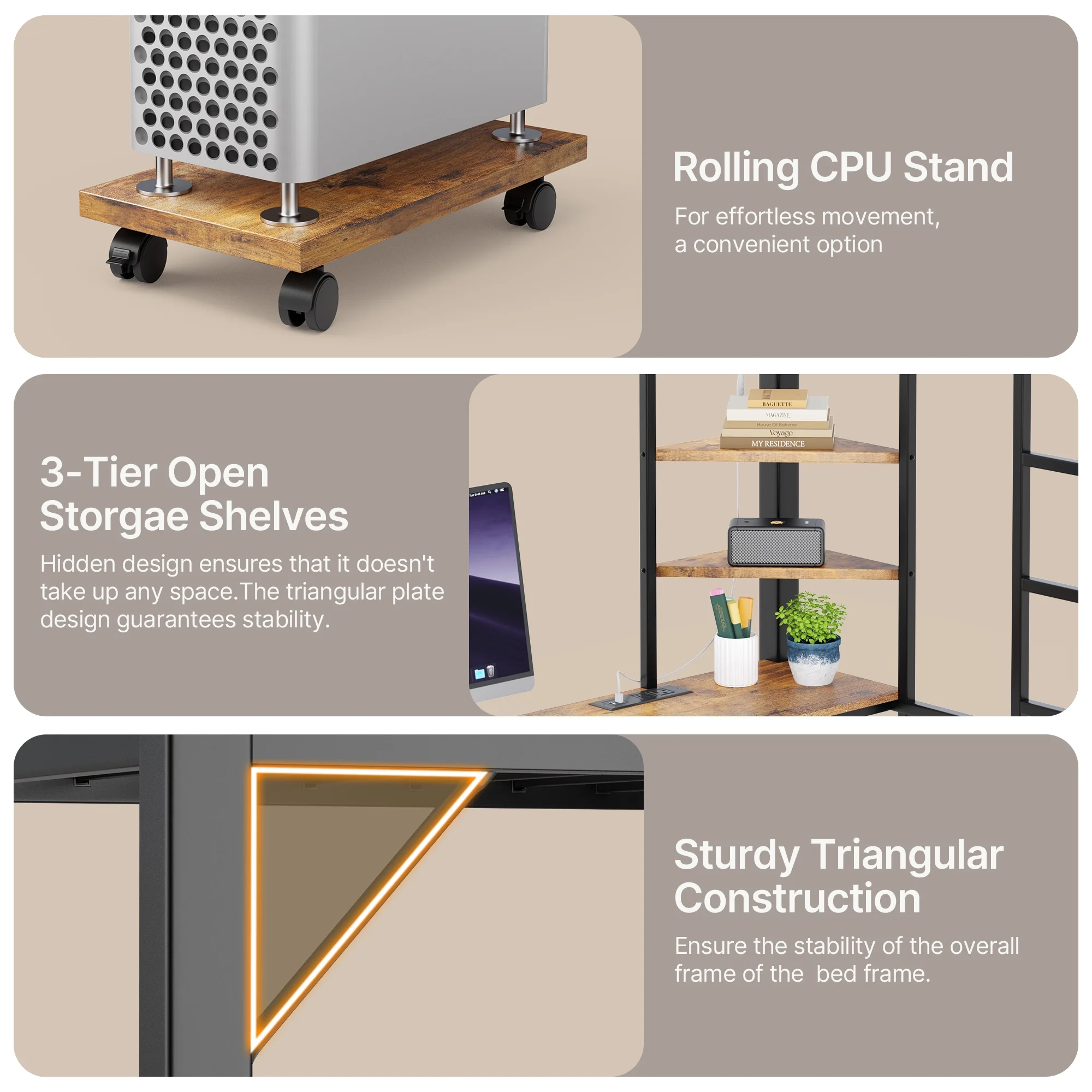 Lofka Loft Bed Twin Size, Heavy Duty Metal Bed Frames with Desk, Charging Sation, LED Lights, Storage ShelvesSafety Guard and Ladder